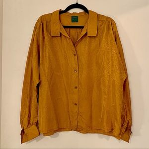Vintage Reine Seide Gold Button Blouse, Size 42